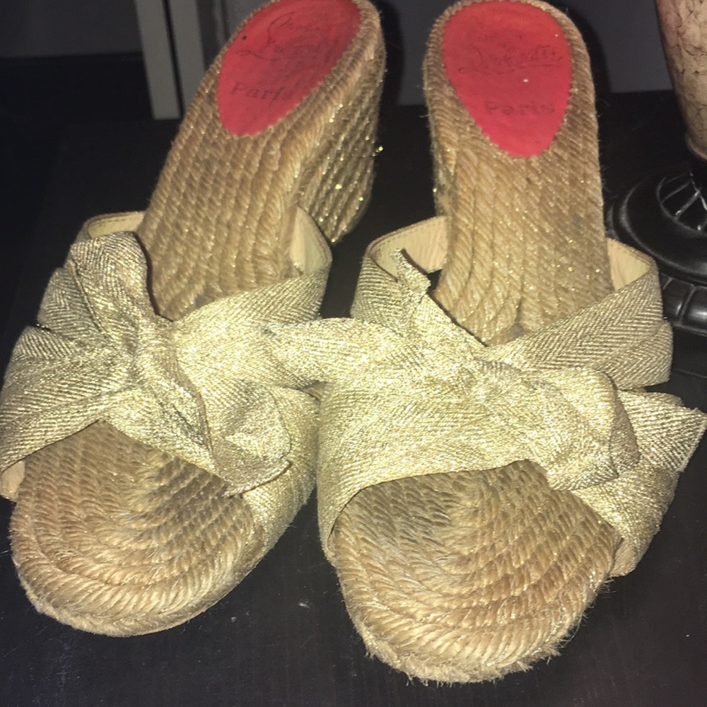 Christian Louboutin Gold Wedges
